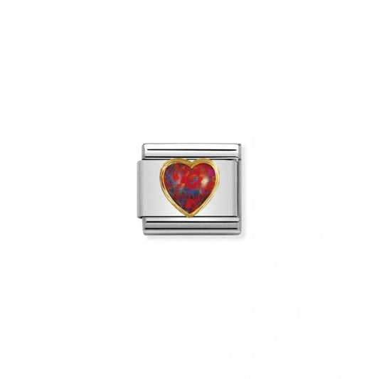 Classic Gold Red Opal Heart Love & Hearts Charms