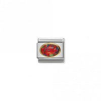 Classic Gold Oval Red Opal Stone Sparkly Charms