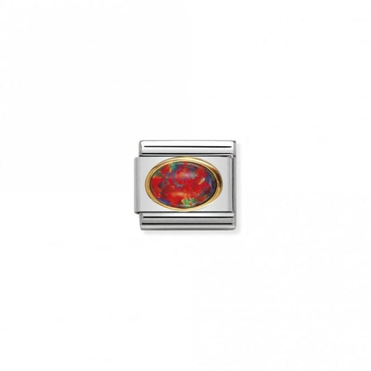 Classic Gold Oval Red Opal Stone Sparkly Charms