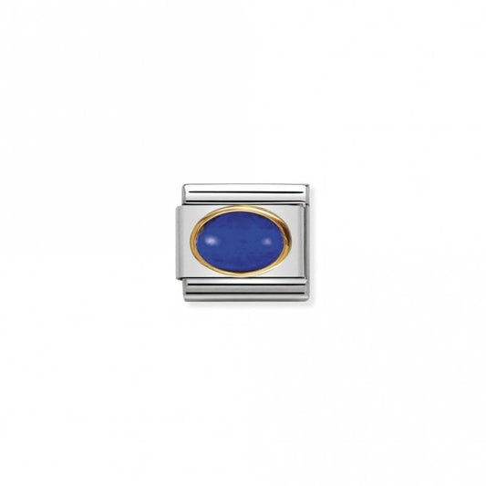 Classic Gold Oval Lapis Stone Sparkly Charms