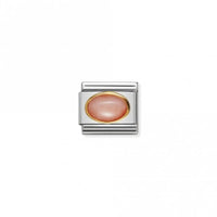Classic Gold Oval Pink Coral Stone Sparkly Charms