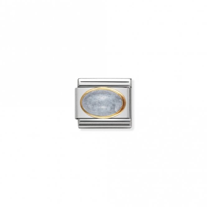 Classic Gold Oval Aquamarine Stone Sparkly Charms