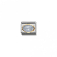 Classic Gold Oval Aquamarine Stone Sparkly Charms