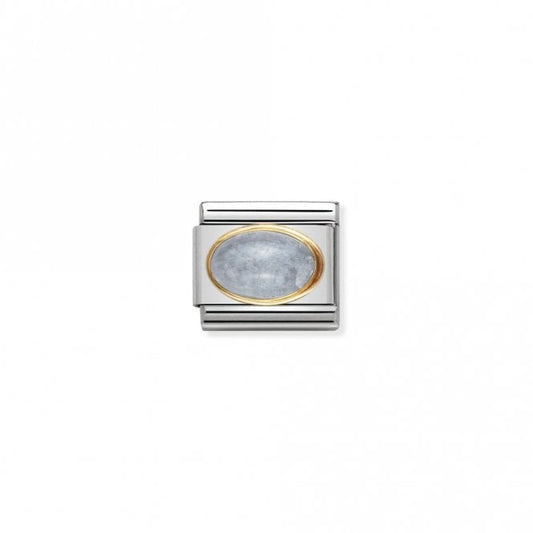Classic Gold Oval Aquamarine Stone Sparkly Charms