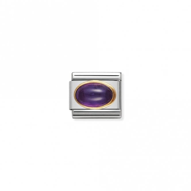 Classic Gold Oval Amethyst Stone Sparkly Charms