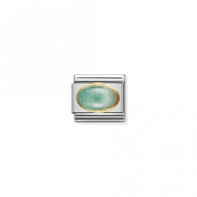 Classic Gold Oval Emerald Stone Sparkly Charms