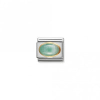 Classic Gold Oval Emerald Stone Sparkly Charms