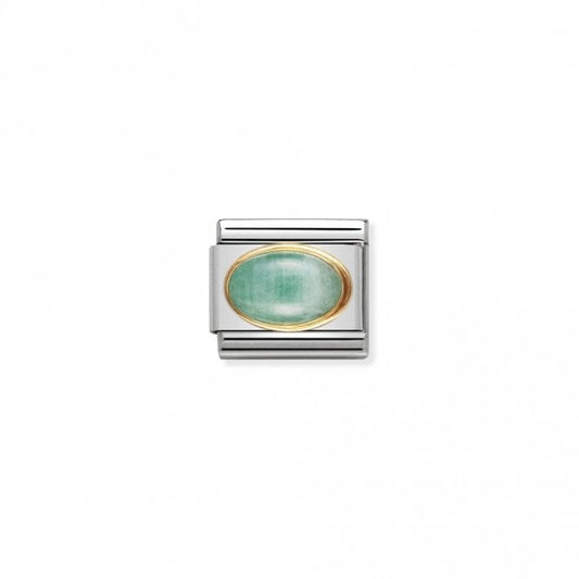 Classic Gold Oval Emerald Stone Sparkly Charms