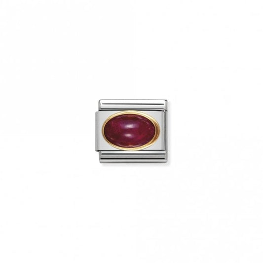 Classic Gold Oval Ruby Stone Sparkly Charms