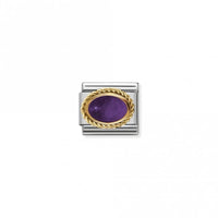 Classic Gold Oval Amethyst Stone Sparkly Charms