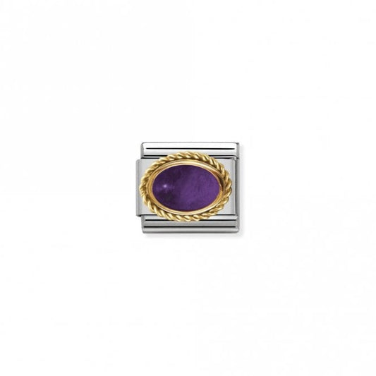Classic Gold Oval Amethyst Stone Sparkly Charms
