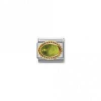 Classic Gold Oval Peridot Stone Sparkly Charms