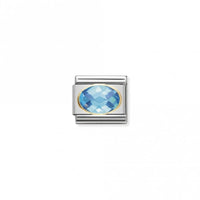 Classic Gold CZ Facetted Light Blue Sparkly Charms