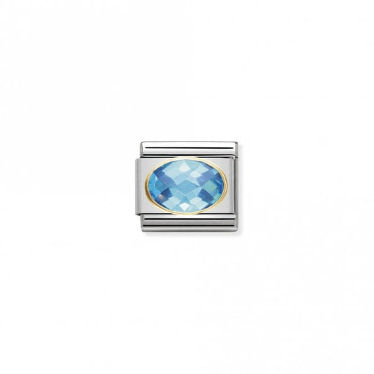 Classic Gold CZ Facetted Light Blue Sparkly Charms