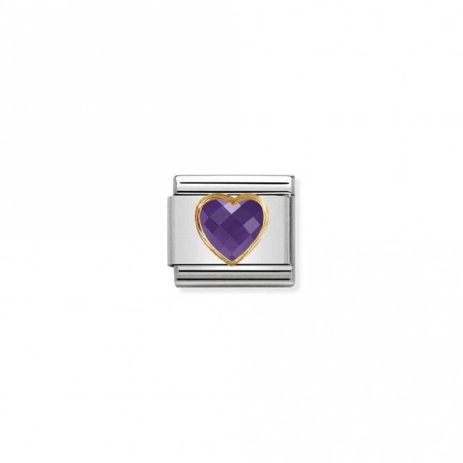 Classic Gold CZ Facetted Purple Heart Love & Hearts Charms