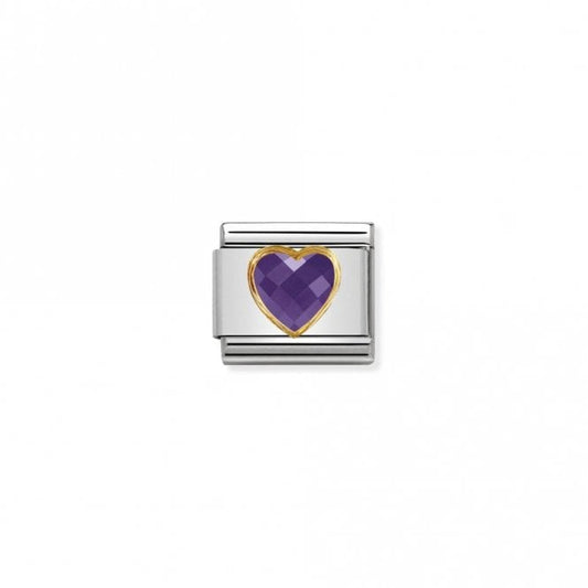 Classic Gold CZ Facetted Purple Heart Love & Hearts Charms