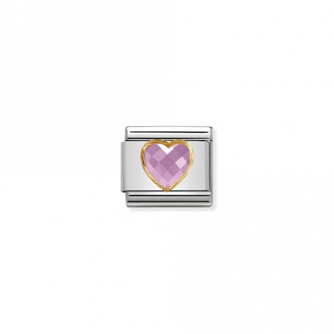 Classic Gold CZ Facetted Pink Heart Love & Hearts Charms