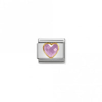 Classic Gold CZ Facetted Pink Heart Love & Hearts Charms