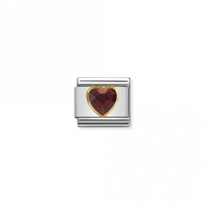 Classic Gold CZ Facetted Red Heart Love & Hearts Charms