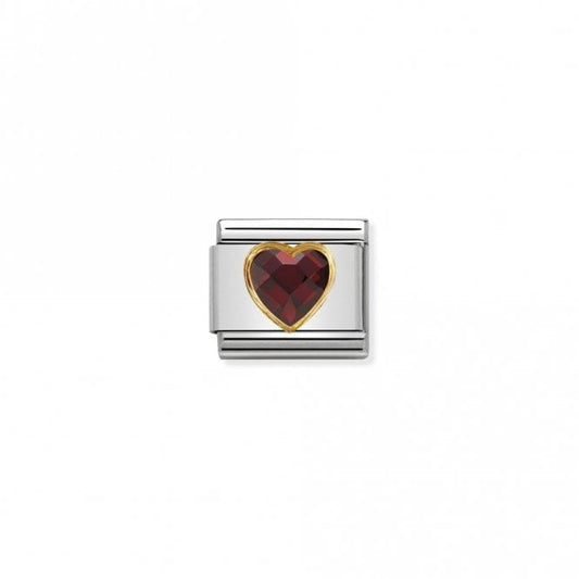 Classic Gold CZ Facetted Red Heart Love & Hearts Charms