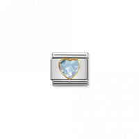 Classic Gold CZ Facetted Light Blue Heart Love & Hearts Charms