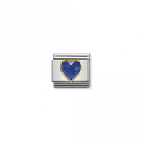Classic Gold CZ Facetted Blue Heart Love & Hearts Charms