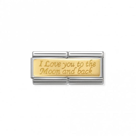 Gold Double To The Moon and Back Love & Hearts Charms