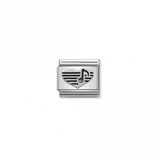 Classic Silver Heart with Musical Note Music Charms