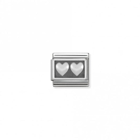 Classic Silver Double Heart Love & Hearts Charms