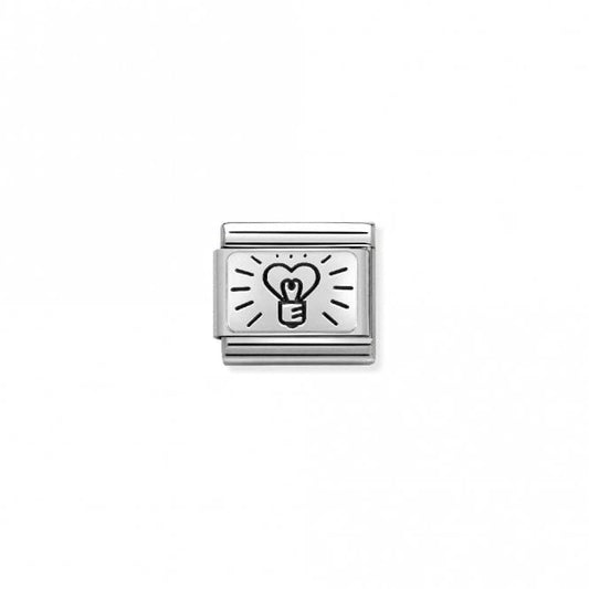 Classic Silver Light Bulb with Heart Love & Hearts Charms
