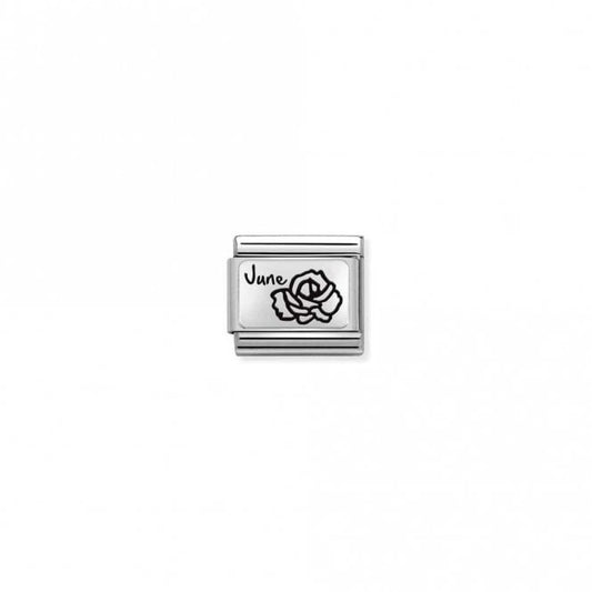 Classic Silver June Rose Flower Birthday & Birthstone Charms