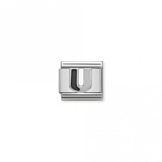 Classic Silver U Black Letter Charms