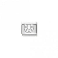 Classic Silver White Horseshoe Good Luck Charms