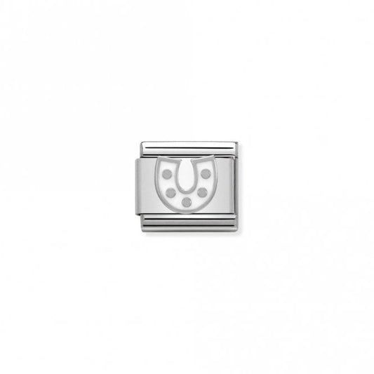 Classic Silver White Horseshoe Good Luck Charms