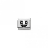 Classic Silver Black Horseshoe Good Luck Charms