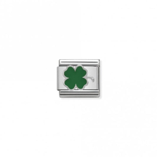 Classic Silver Green Clover Good Luck Charms