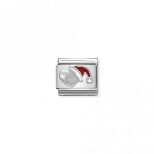 Classic Silver Heart with Christmas Hat Christmas Charms
