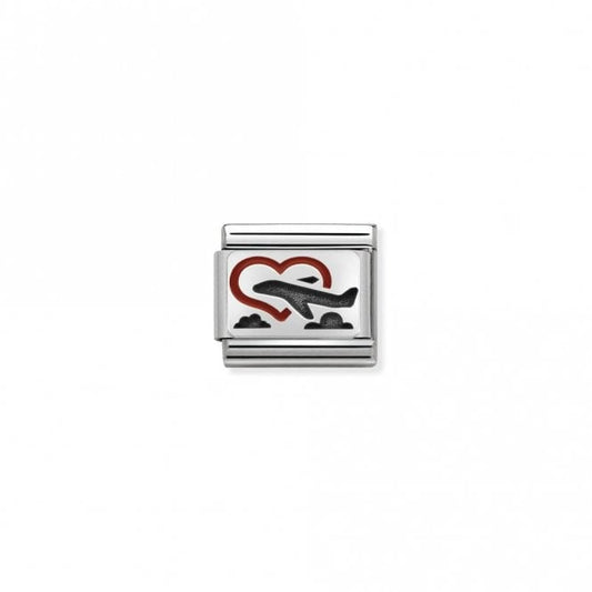 Classic Silver Heart with Plane Travel Charms