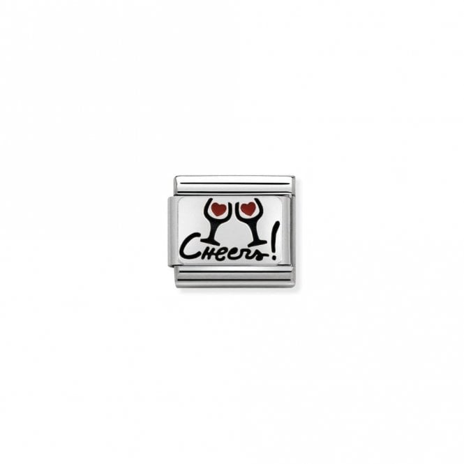 Classic Silver Cheers with Glasses Wedding & Anniversary Charms