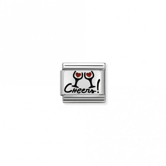 Classic Silver Cheers with Glasses Wedding & Anniversary Charms