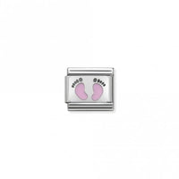 Classic Silver Pink Footprints Friends & Family Charms