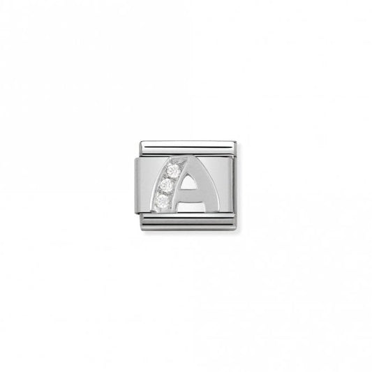 Classic Silver CZ A Letter Charms