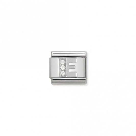 Classic Silver CZ E Letter Charms