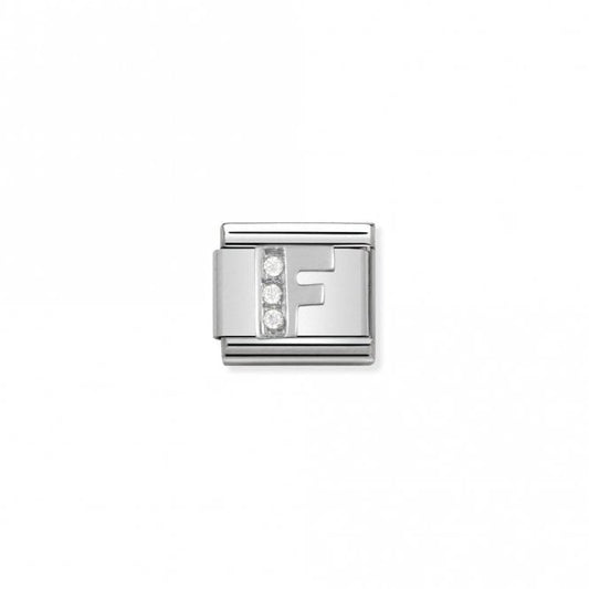 Nomination Classic Silver CZ F Letter Charm