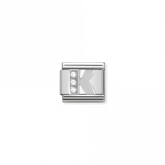 Classic Silver CZ K Letter Charms
