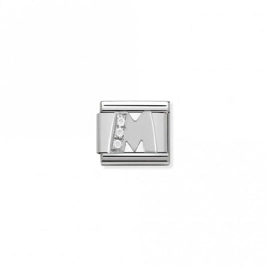 Classic Silver CZ M Letter Charms