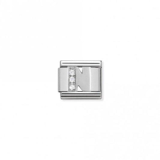 Classic Silver CZ N Letter Charms