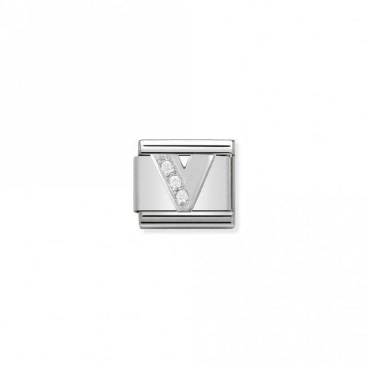 Classic Silver CZ V Letter Charms