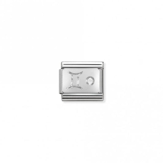 Classic Silver CZ Gemini Zodiac Charms
