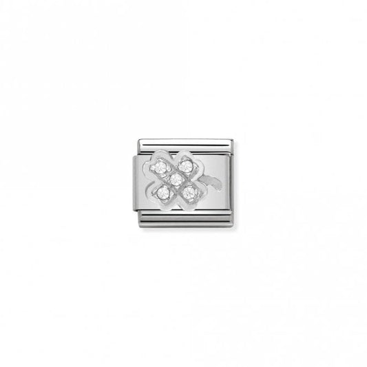 Classic Silver CZ Clover Good Luck Charms